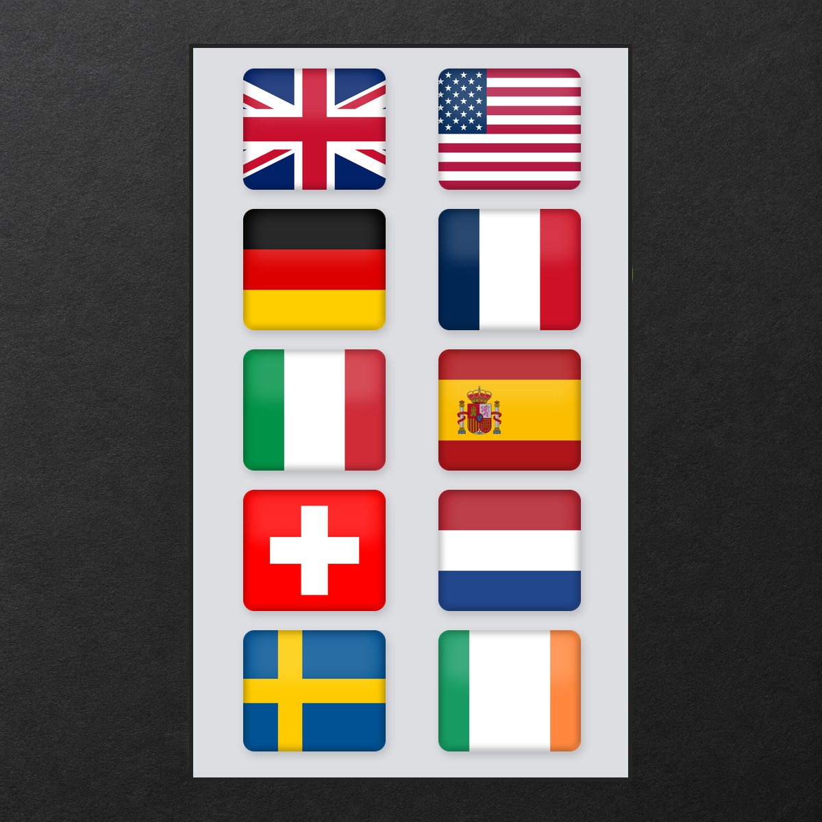 10x Flag Decals – Any Country – Square Rounded