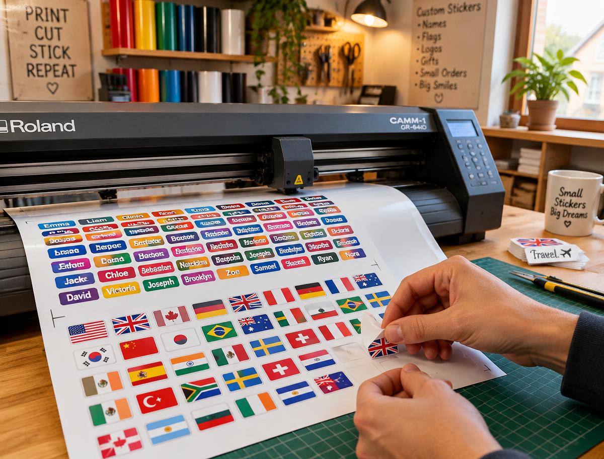 The Velo Vinyls Roland printer in action