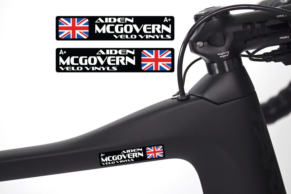 Personalised Bike Frame and Helmet Name Decals (Deets) 1 Pair Velo
